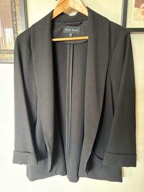 Black Rainn Black Draped Open-Front Blazer
